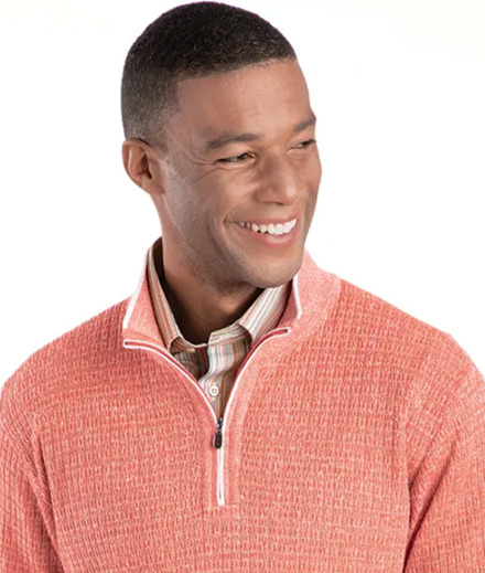 Wrinkle-Resistant Linen/Cotton Quarter Zip Sweater
