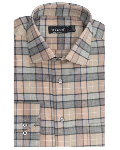 muted check shirt with pocket long sleeve
