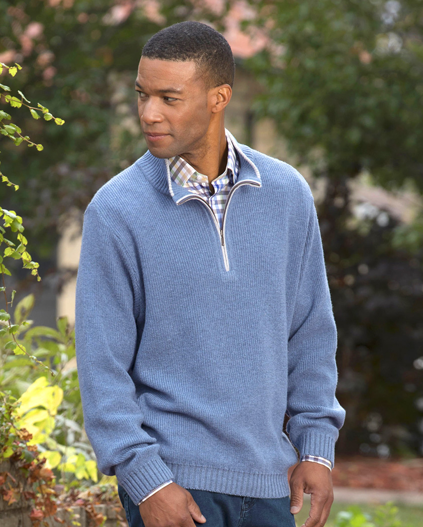 Luxury Collection “Pearl Stitch” Quarter-zip Sweater