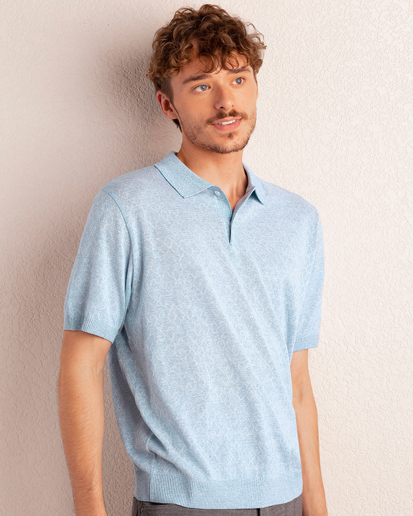Men\'s Luxury Polo Shirts - Floating Diamonds Wrinkle-resistant Linen Mix  Polo | 